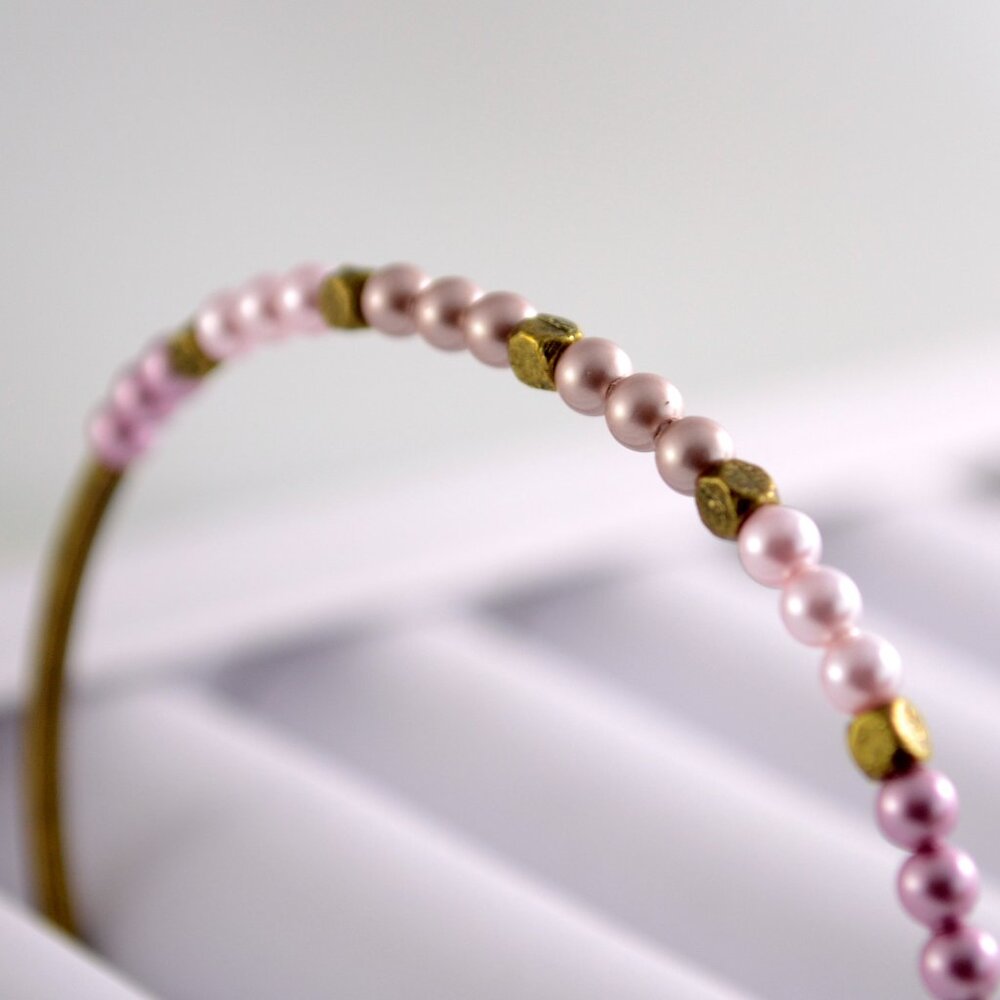 Pearl and Antiqued Brass Bangle